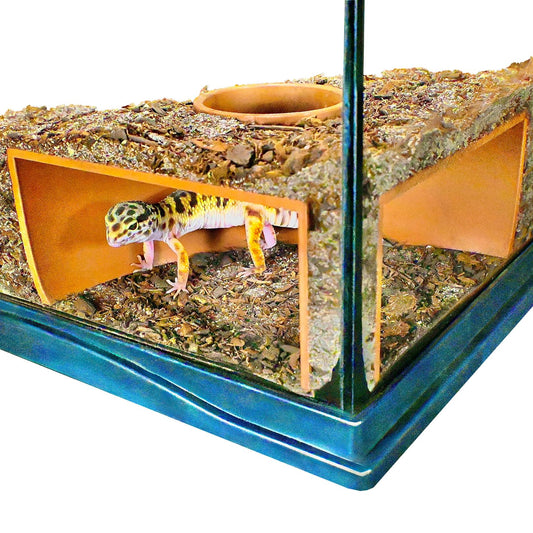 Scalyplay™ Reptile Corner Underground Cave Hide – Humid Enclosure Hideout for Snakes & Geckos